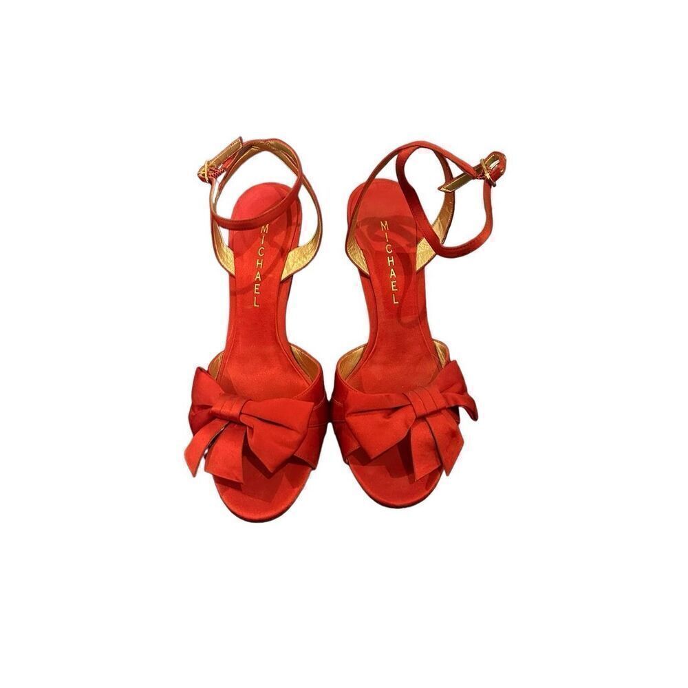 Michael Red High Heels Satin Bow Women’s 6